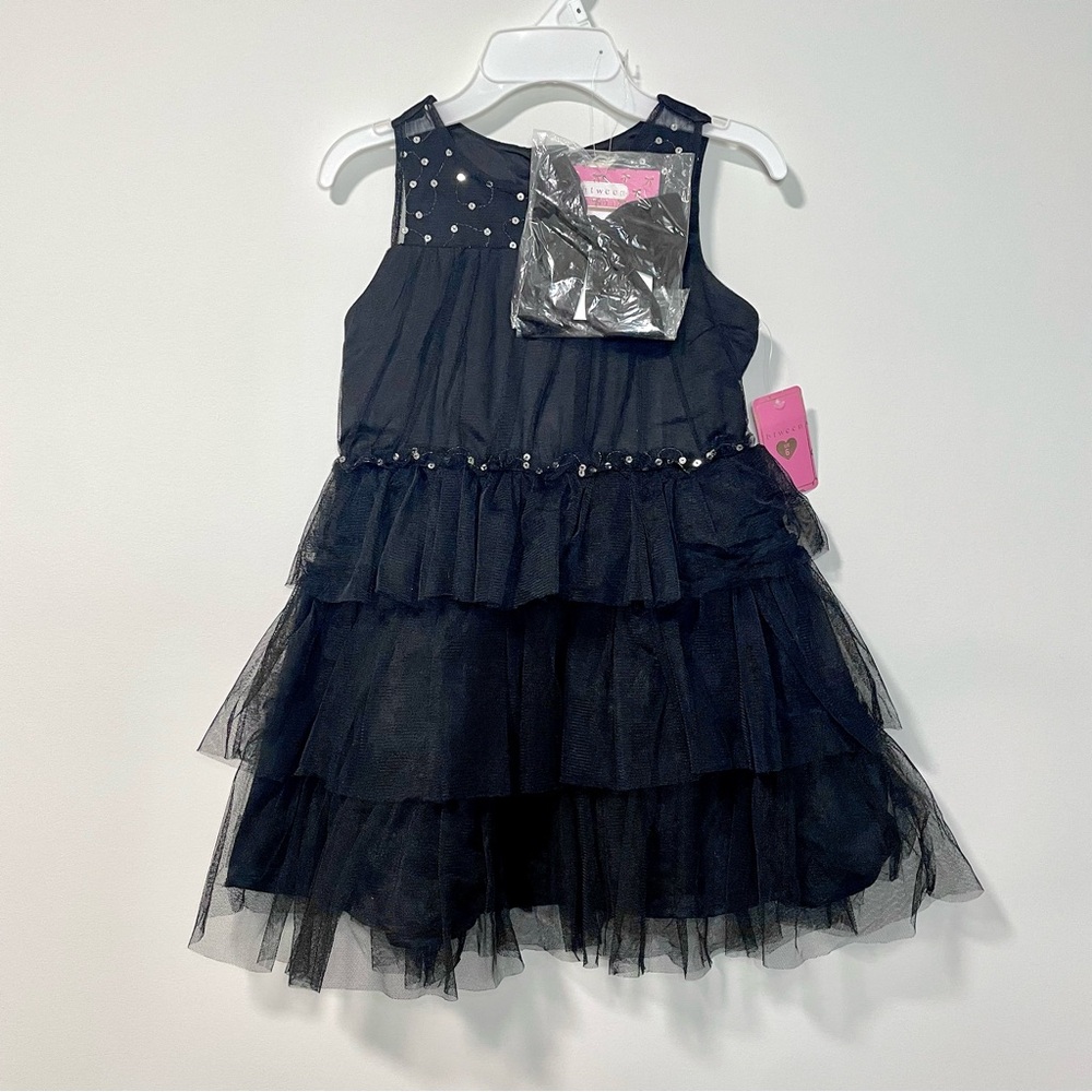 NWT Btween Black Tulle & Sequin Dress w/ Matching Hair Bow (size 6)